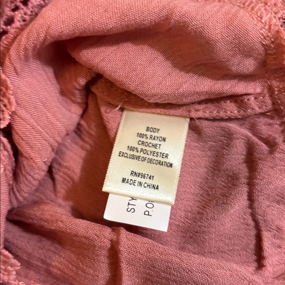 Self Esteem Dusty Rose Lace-Trim Tie-Front Camisole - Picture 8 of 8